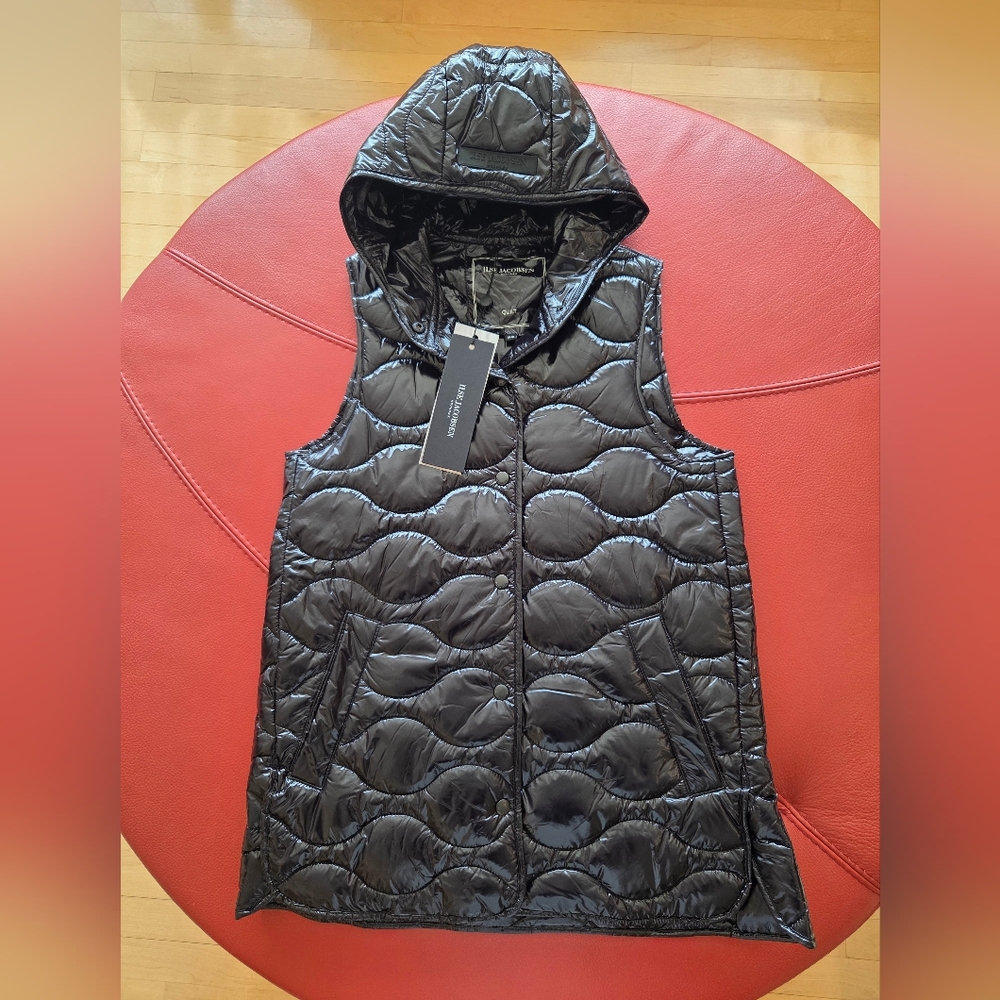 Ilse Jacobsen GLOSSY QUILT VEST ART07 (Black) NWT, sz. EU34, EU36, EU38